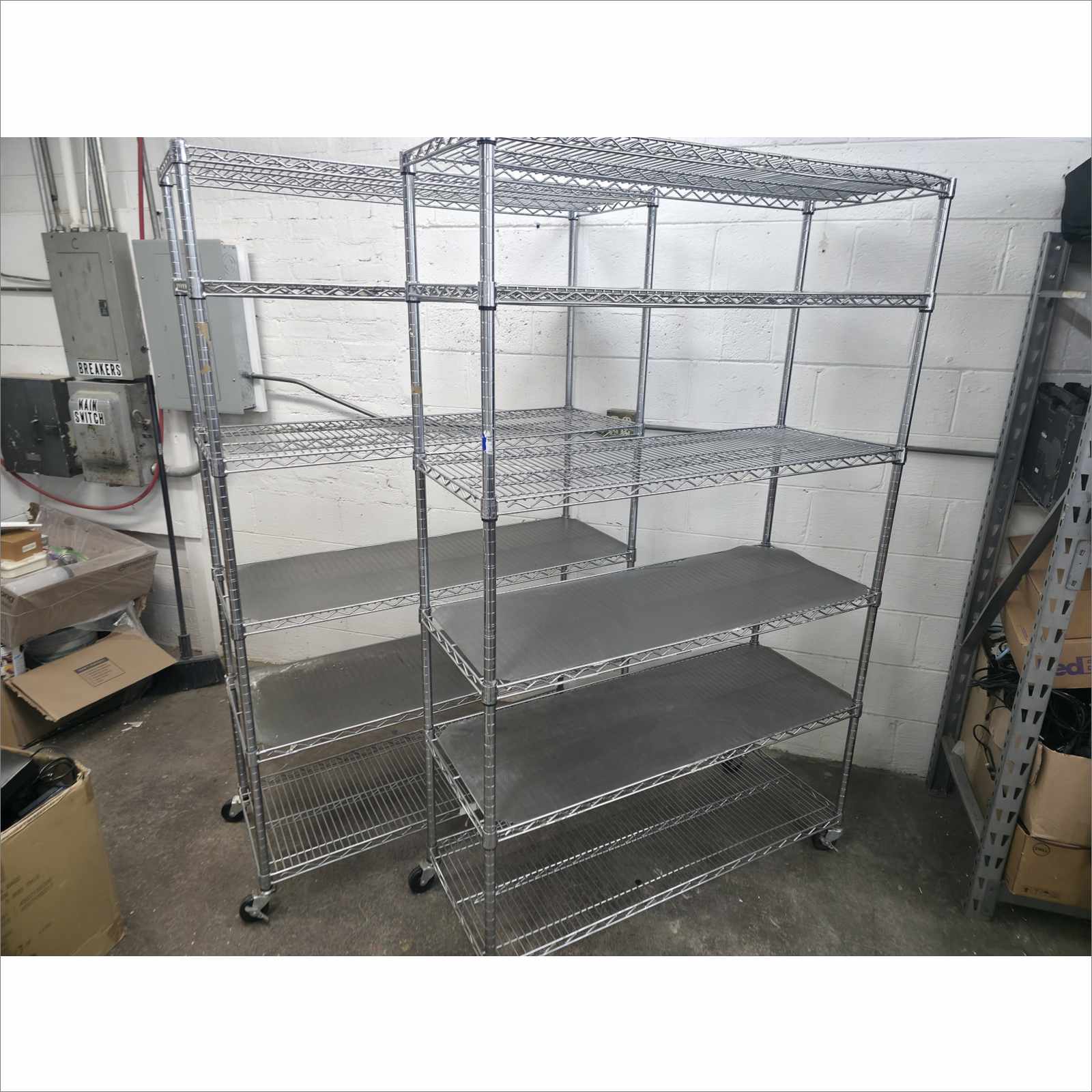 Lot of 2x 4000 LBS Heavy Duty Wire Adjustable 5-Tier Shelving Racks 48x18x76 with Casters – Storage Units