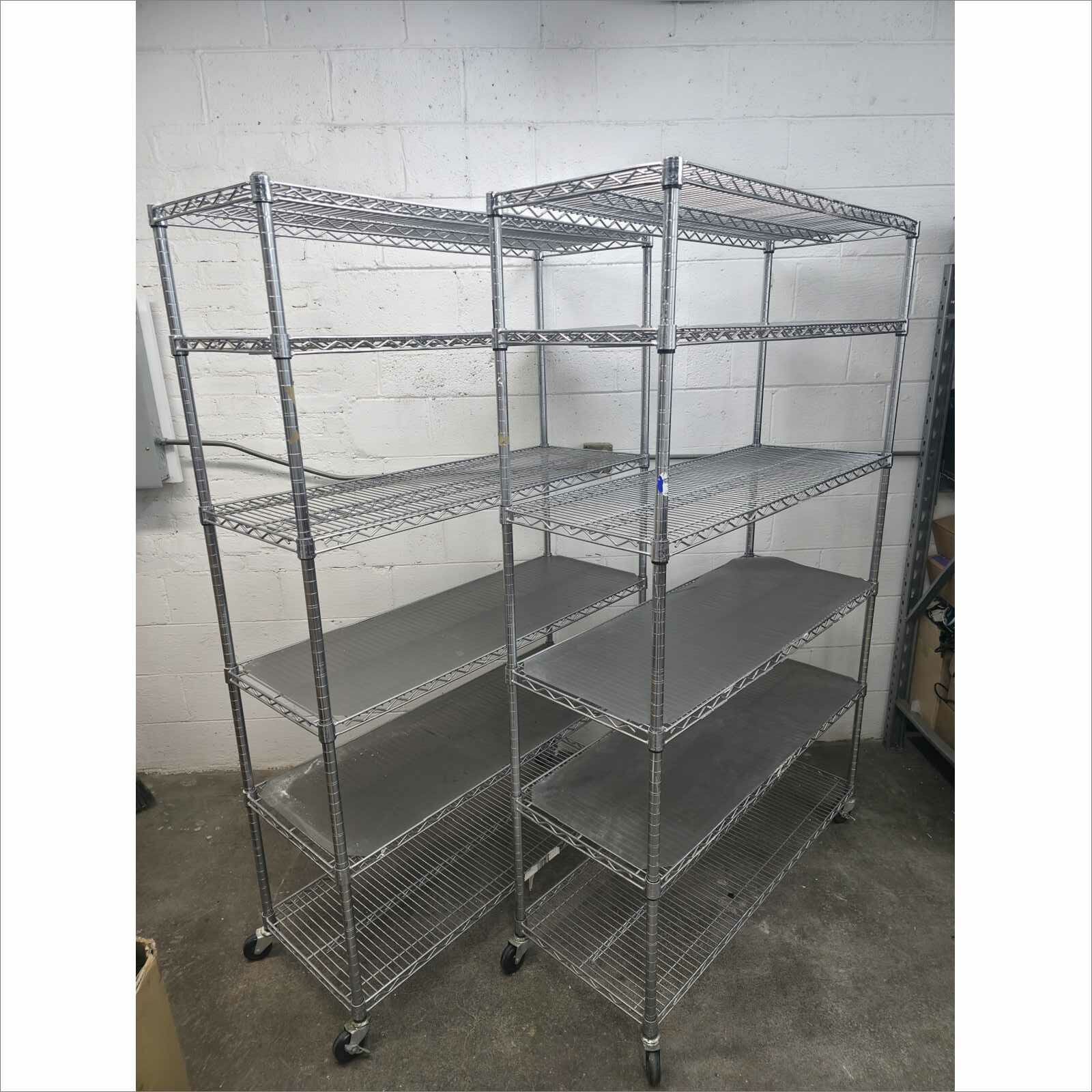 Lot of 2x 4000 LBS Heavy Duty Wire Adjustable 5-Tier Shelving Racks 48x18x76 with Casters – Storage Units