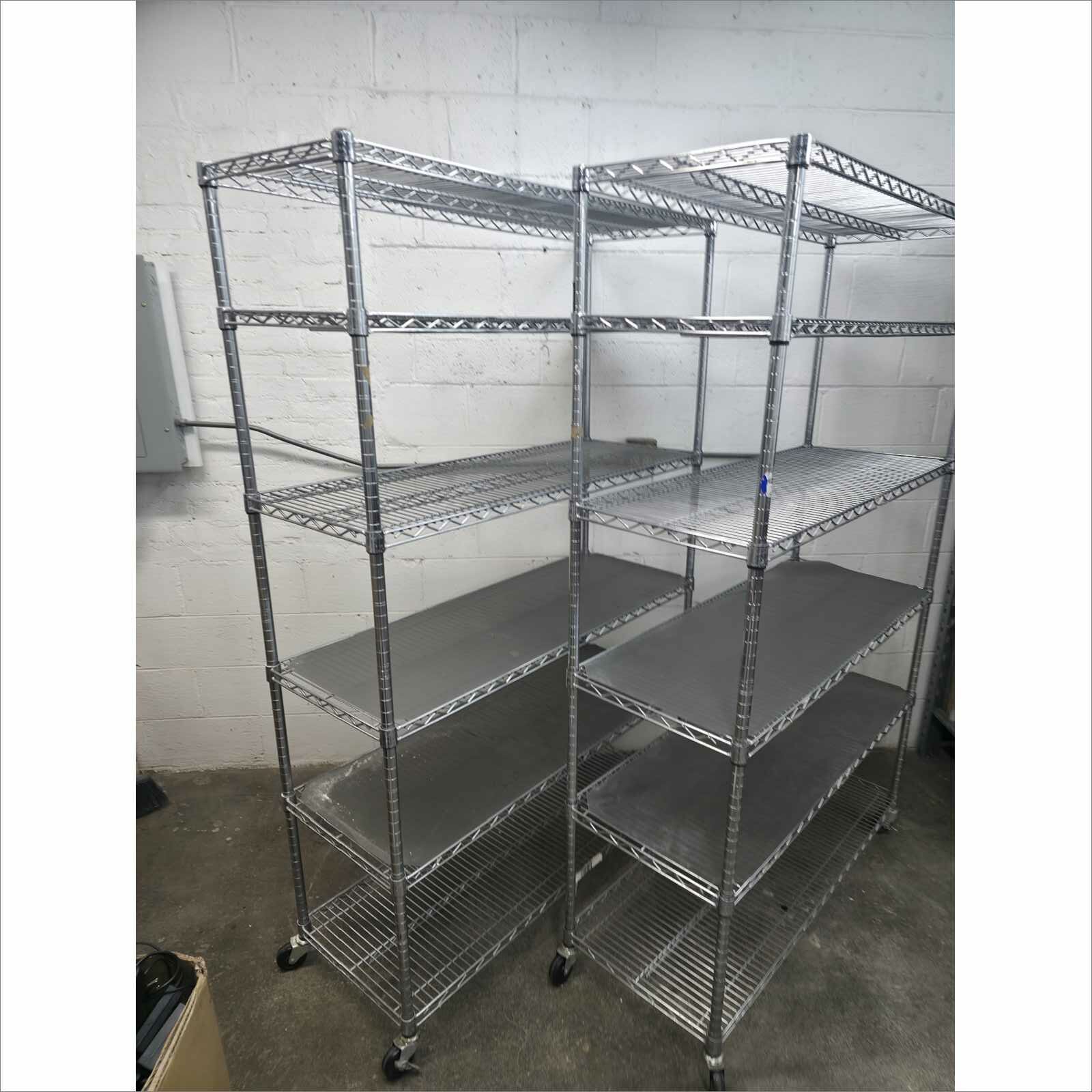 Lot of 2x 4000 LBS Heavy Duty Wire Adjustable 5-Tier Shelving Racks 48x18x76 with Casters – Storage Units