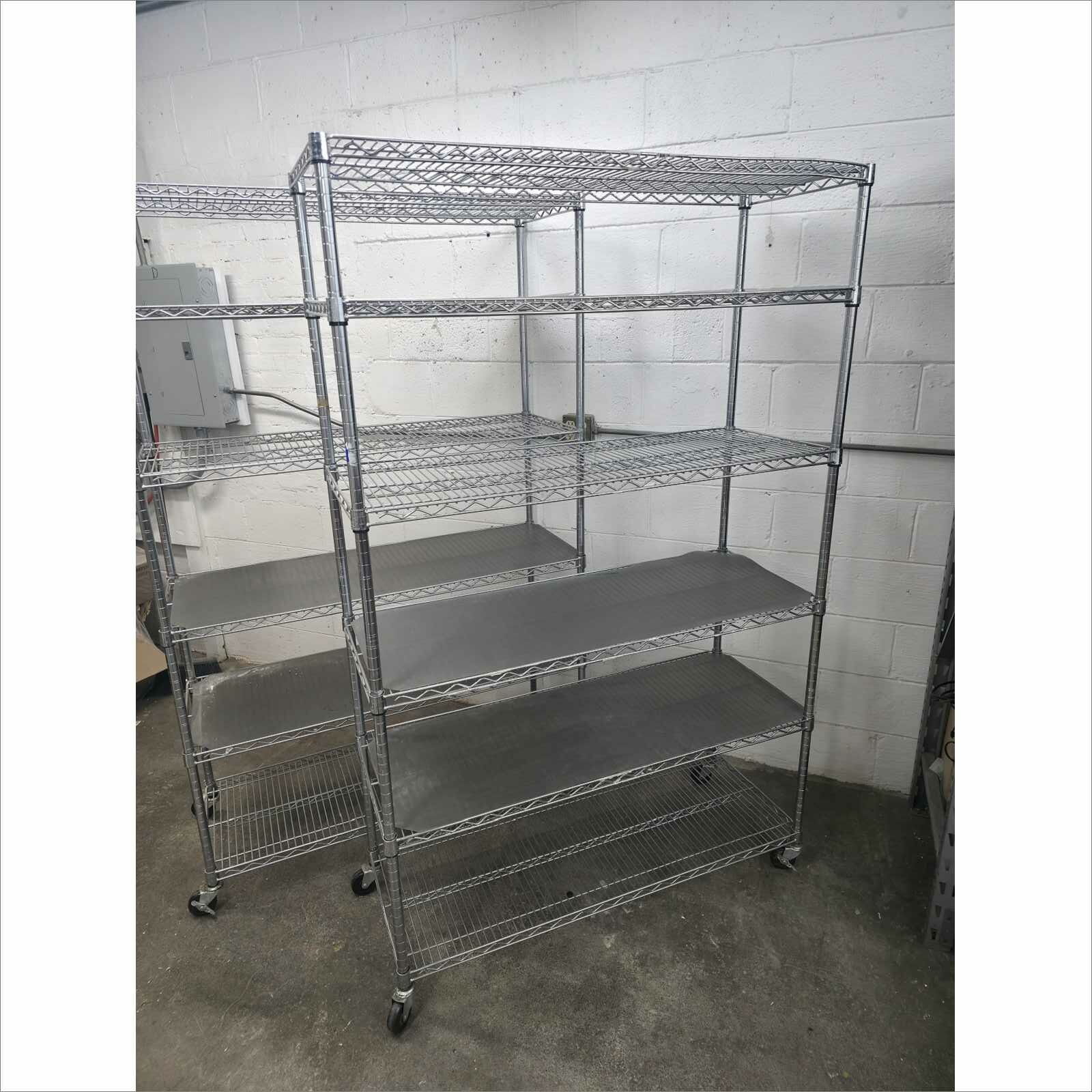 Lot of 2x 4000 LBS Heavy Duty Wire Adjustable 5-Tier Shelving Racks 48x18x76 with Casters – Storage Units