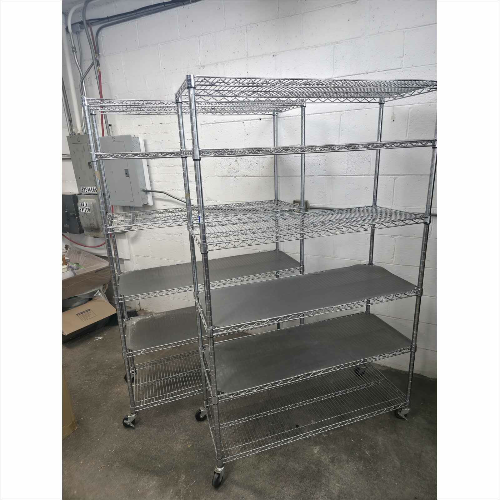 Lot of 2x 4000 LBS Heavy Duty Wire Adjustable 5-Tier Shelving Racks 48x18x76 with Casters – Storage Units