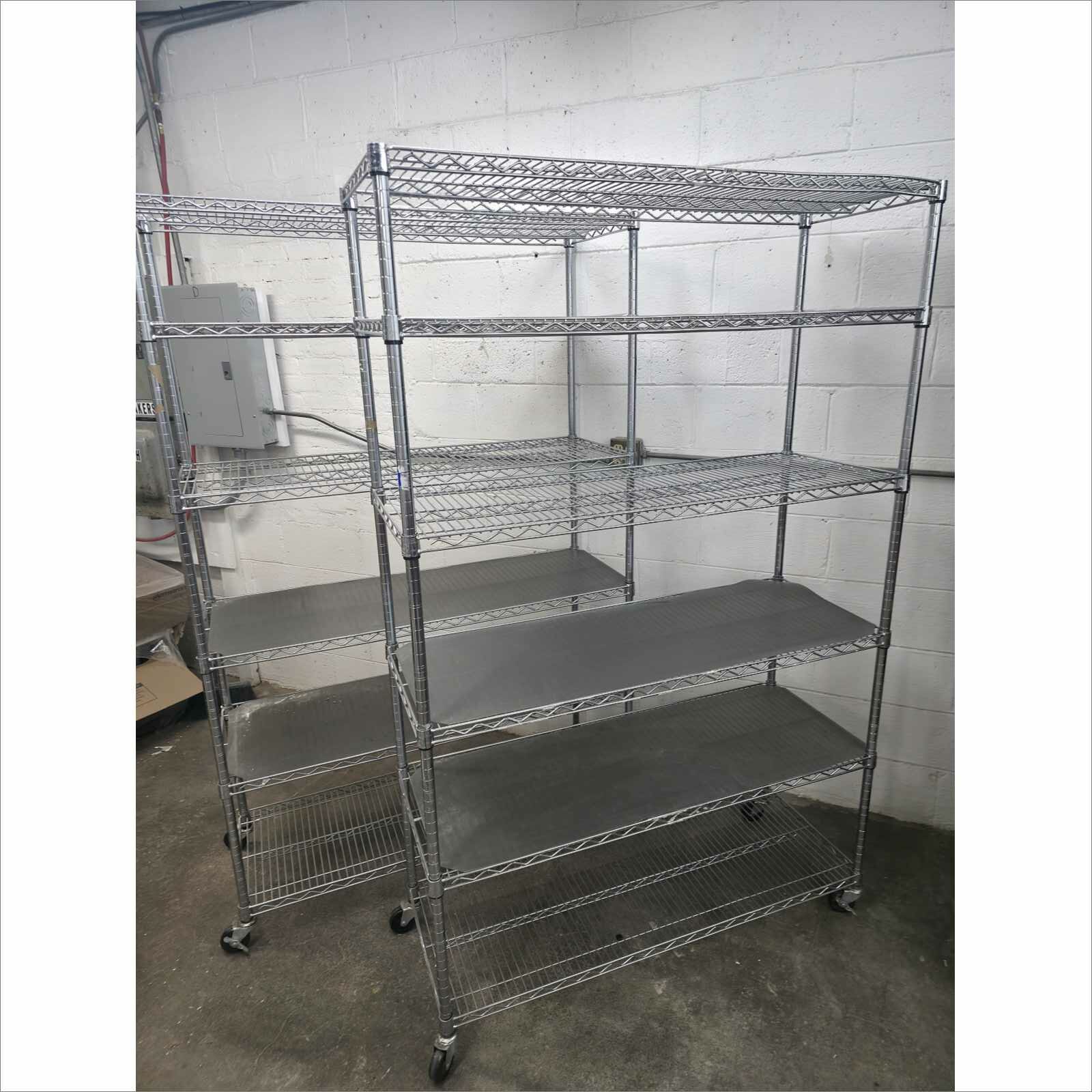 Lot of 2x 4000 LBS Heavy Duty Wire Adjustable 5-Tier Shelving Racks 48x18x76 with Casters – Storage Units