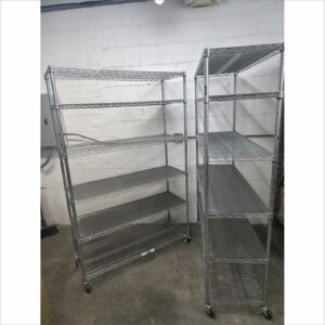 Lot of 2x 4000 LBS Heavy Duty Wire Adjustable 5-Tier Shelving Racks 48x18x76 with Casters – Storage Units