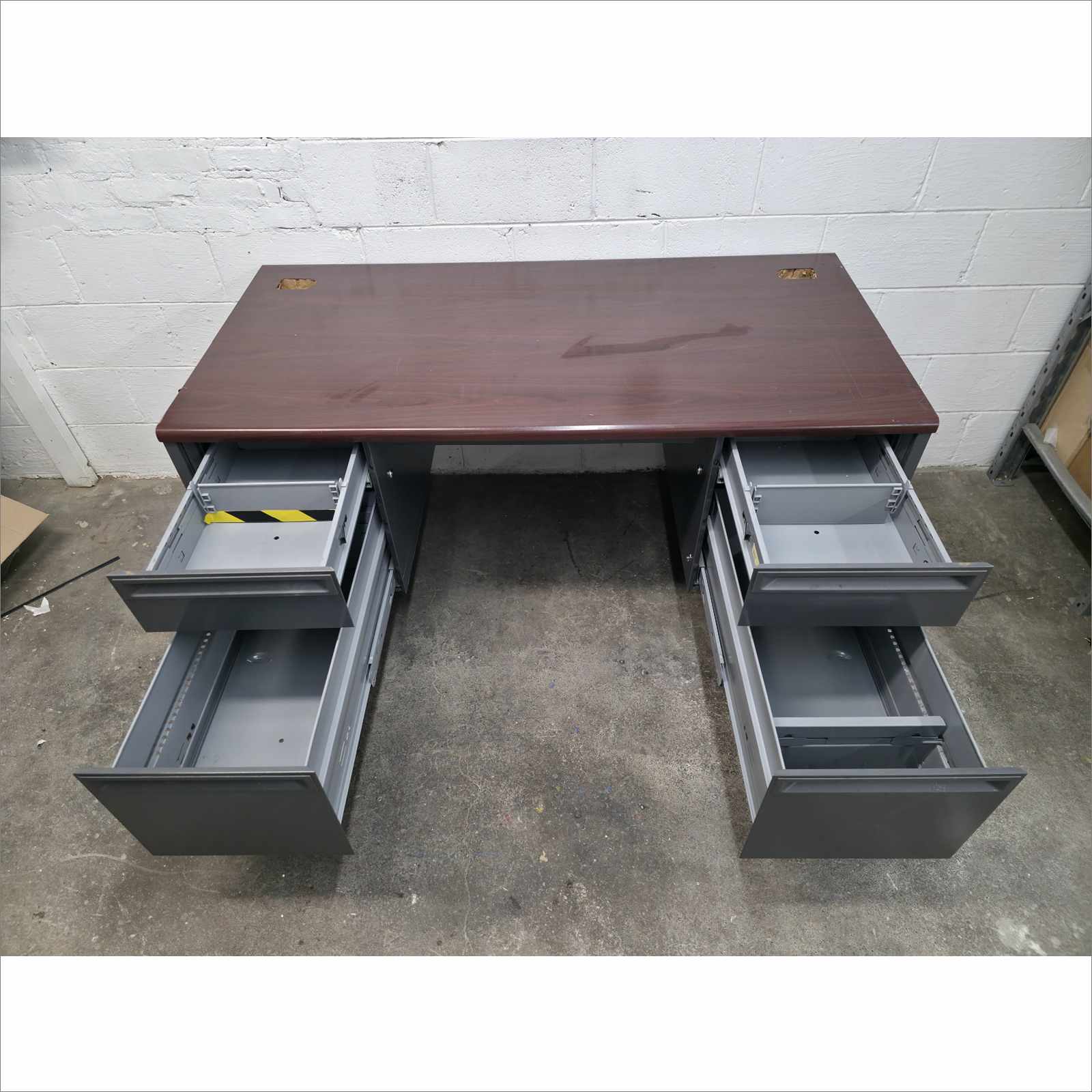 HON 38000 Series Double Pedestal Desk, 60" x 30" x 29.5", Mahogany/Charcoal (38155NS)