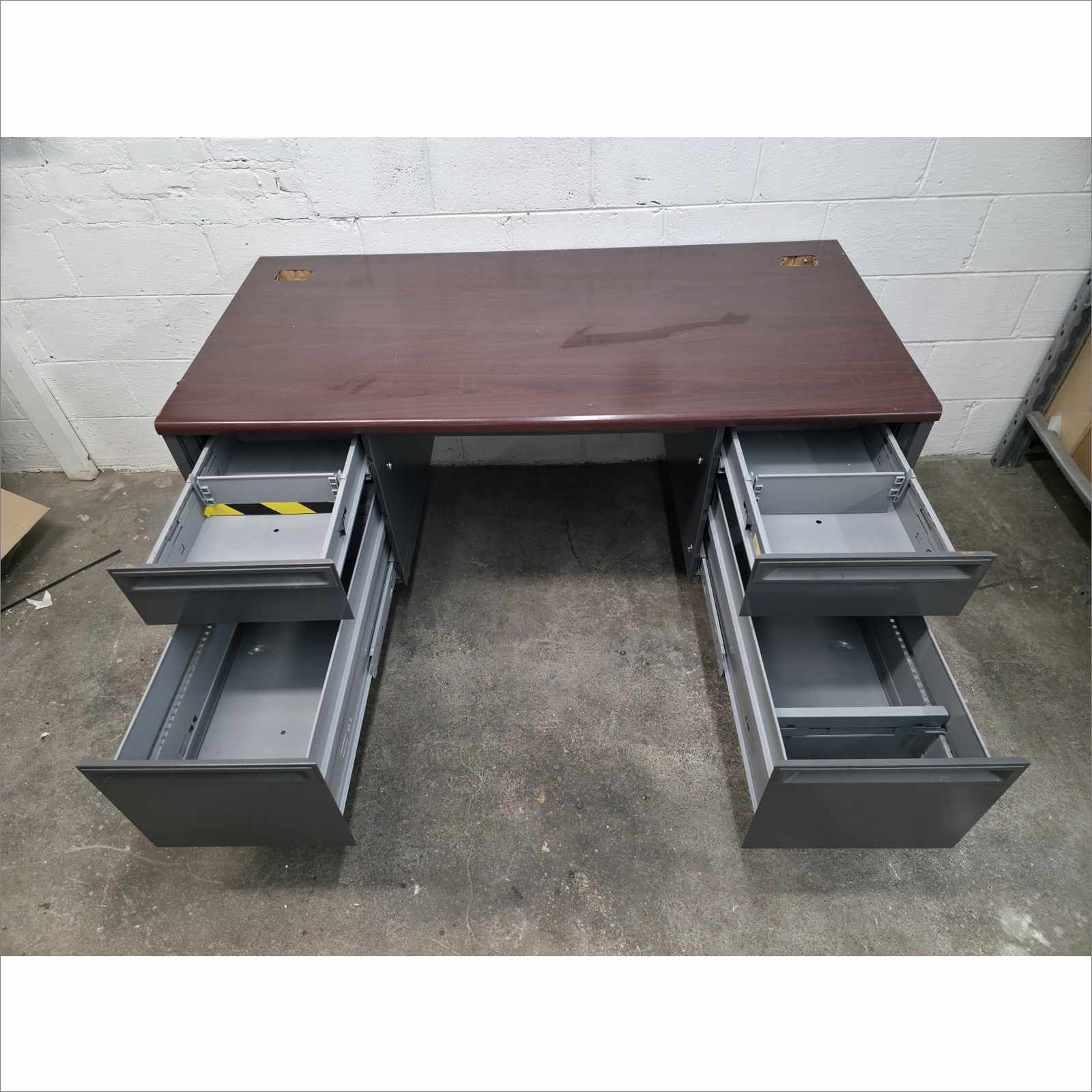 HON 38000 Series Double Pedestal Desk, 60" x 30" x 29.5", Mahogany/Charcoal (38155NS)