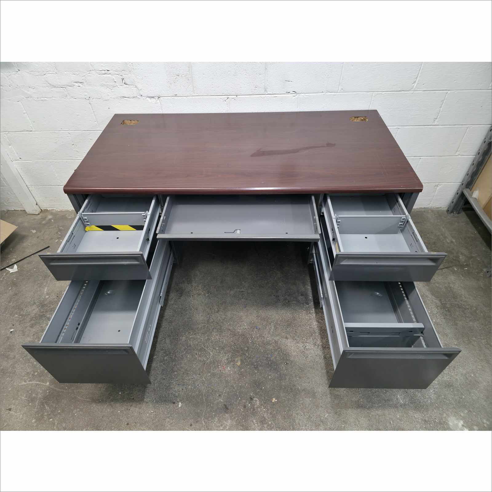 HON 38000 Series Double Pedestal Desk, 60" x 30" x 29.5", Mahogany/Charcoal (38155NS)