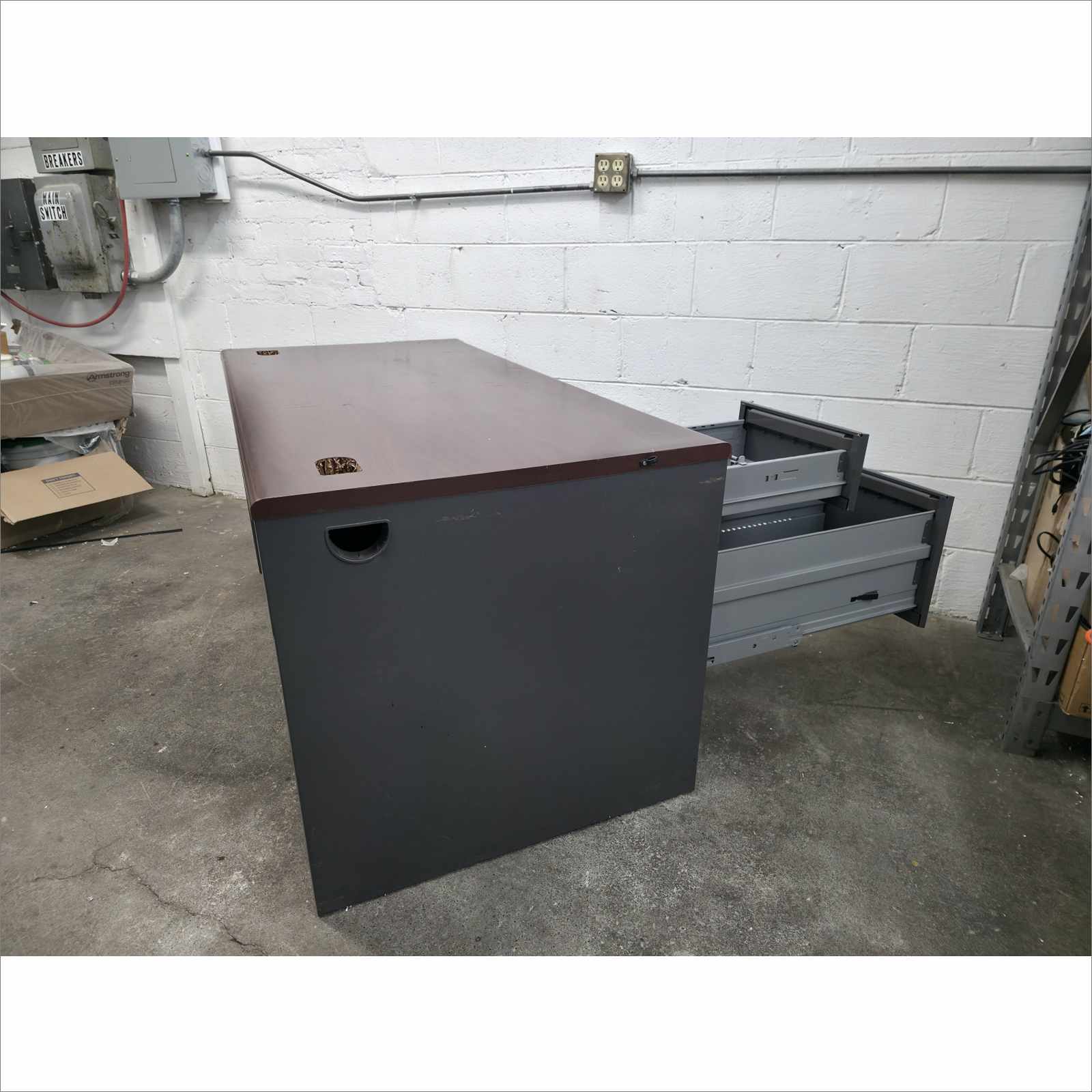 HON 38000 Series Double Pedestal Desk, 60" x 30" x 29.5", Mahogany/Charcoal (38155NS)