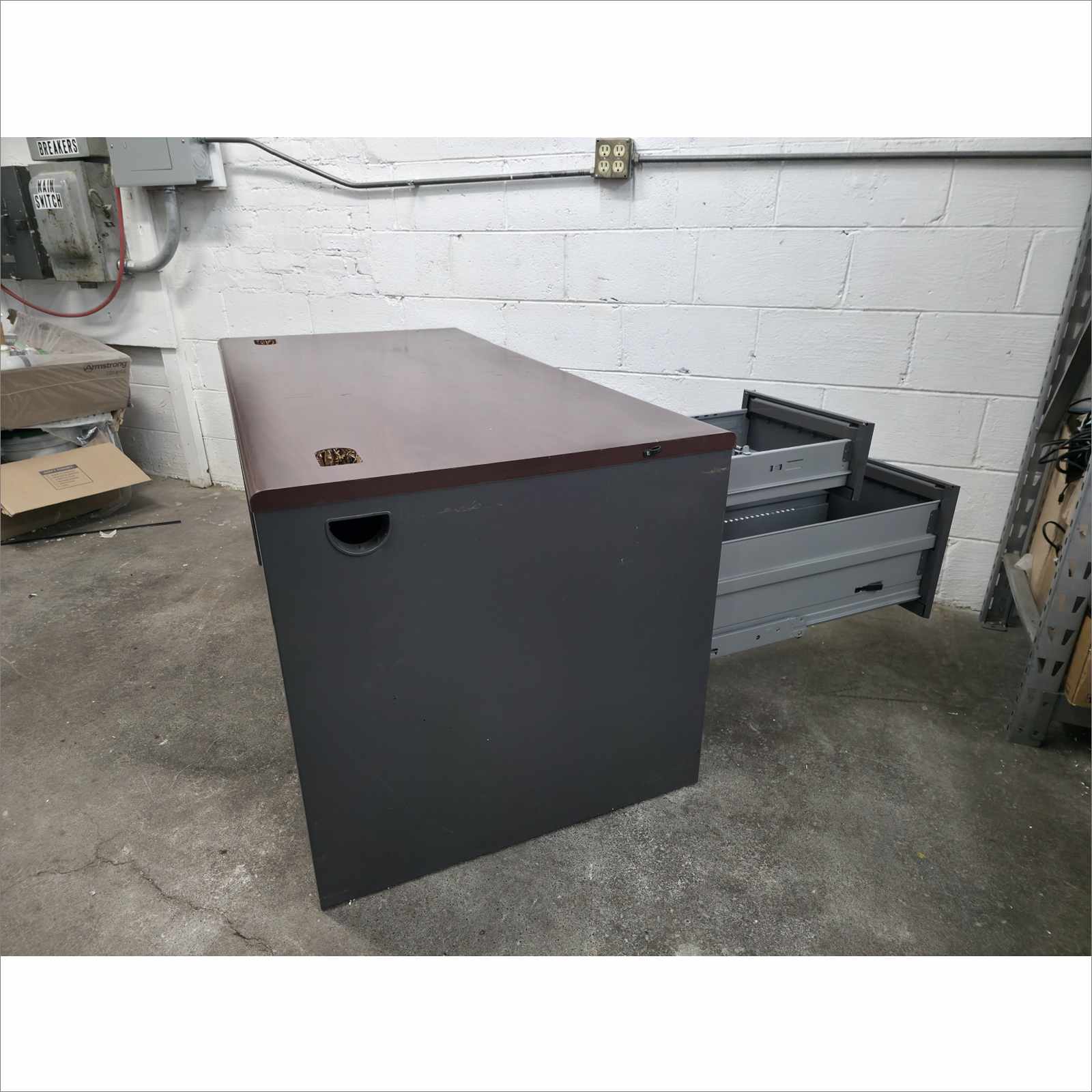 HON 38000 Series Double Pedestal Desk, 60" x 30" x 29.5", Mahogany/Charcoal (38155NS)