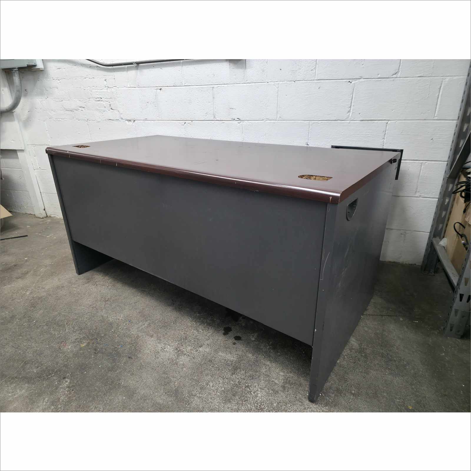 HON 38000 Series Double Pedestal Desk, 60" x 30" x 29.5", Mahogany/Charcoal (38155NS)