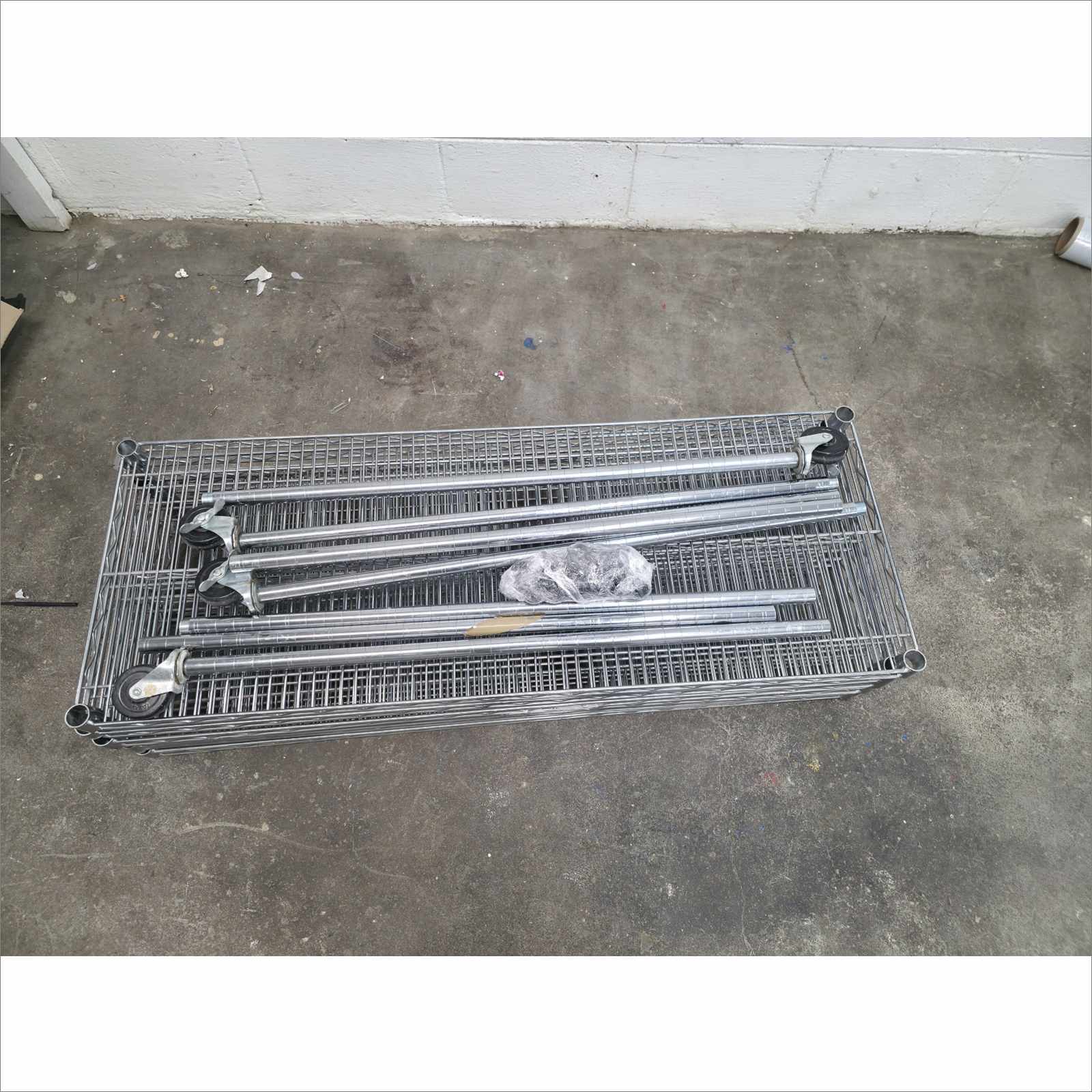 Lot of 2x 4000 LBS Heavy Duty Wire Adjustable 5-Tier Shelving Racks 48x18x76 with Casters – Storage Units