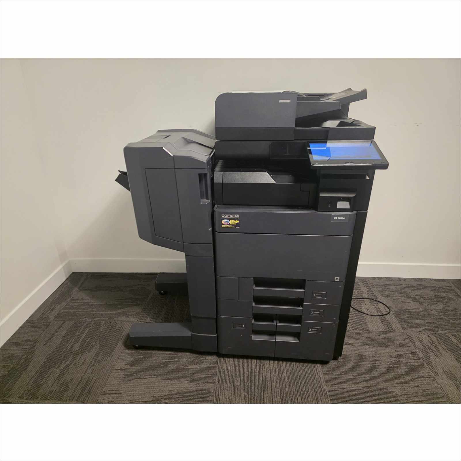 Kyocera TaskAlfa 5053ci A3 Color Laser MFP Copier Printer Scanner 50 ppm – w/ DF-7120 Finisher, PF-7110 Paper Feeder, DP-7160 Scanner