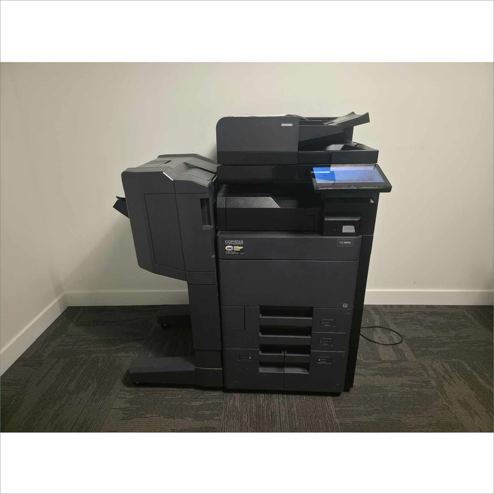 Kyocera TaskAlfa 5053ci A3 Color Laser MFP Copier Printer Scanner 50 ppm – w/ DF-7120 Finisher, PF-7110 Paper Feeder, DP-7160 Scanner