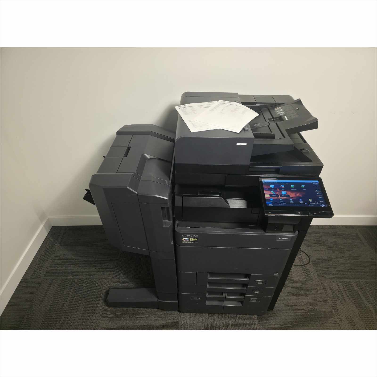 Kyocera TaskAlfa 5053ci A3 Color Laser MFP Copier Printer Scanner 50 ppm – w/ DF-7120 Finisher, PF-7110 Paper Feeder, DP-7160 Scanner