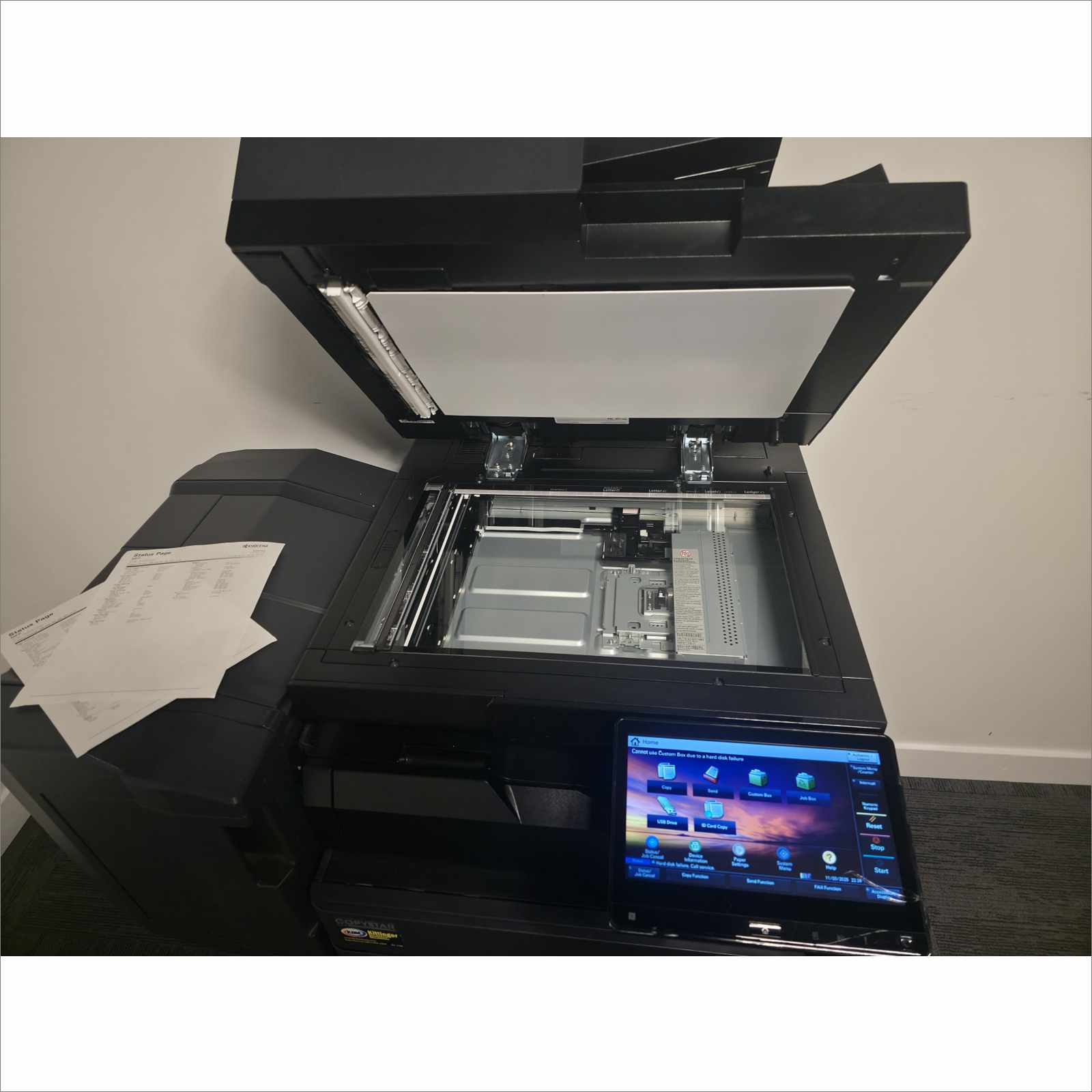 Kyocera TaskAlfa 5053ci A3 Color Laser MFP Copier Printer Scanner 50 ppm – w/ DF-7120 Finisher, PF-7110 Paper Feeder, DP-7160 Scanner