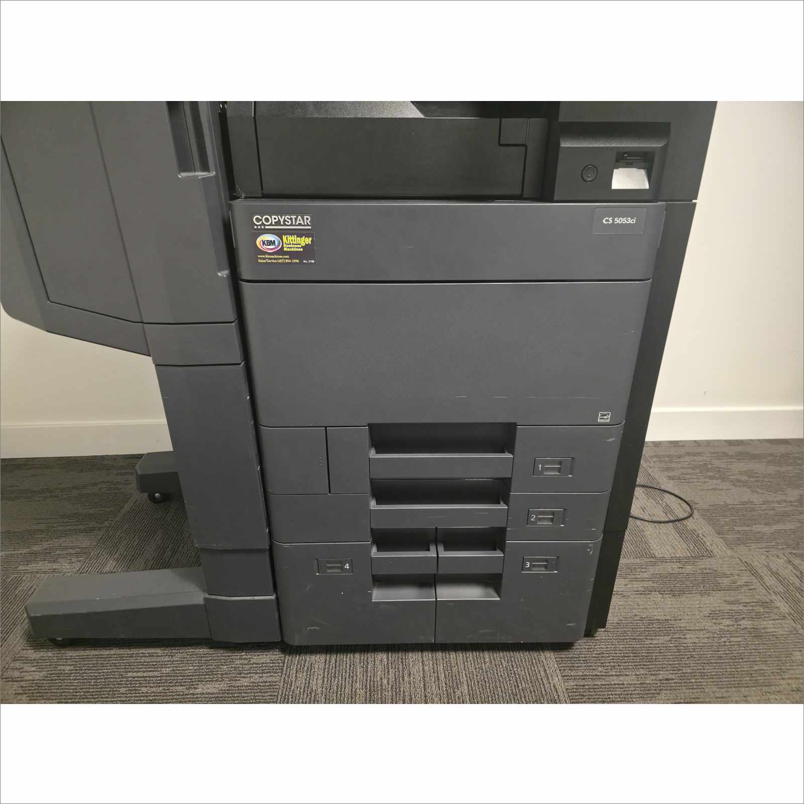 Kyocera TaskAlfa 5053ci A3 Color Laser MFP Copier Printer Scanner 50 ppm – w/ DF-7120 Finisher, PF-7110 Paper Feeder, DP-7160 Scanner