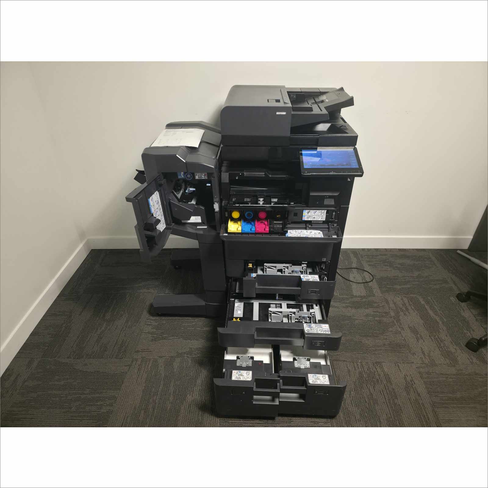 Kyocera TaskAlfa 5053ci A3 Color Laser MFP Copier Printer Scanner 50 ppm – w/ DF-7120 Finisher, PF-7110 Paper Feeder, DP-7160 Scanner