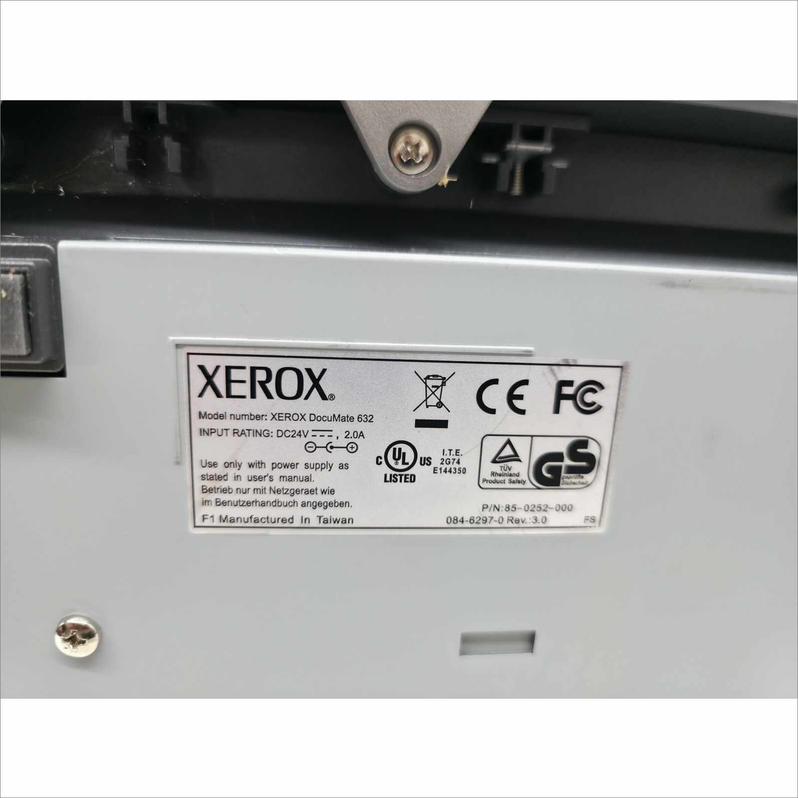 Xerox DocuMate 632 ADF Scanner 85-0252-000 Tested Working